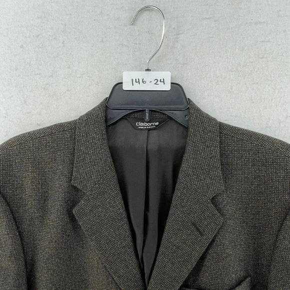 Claiborne Lambswool Coat Mens 40R Brown Twill Lined Ventless 3 Button Notched - Picture 10 of 10